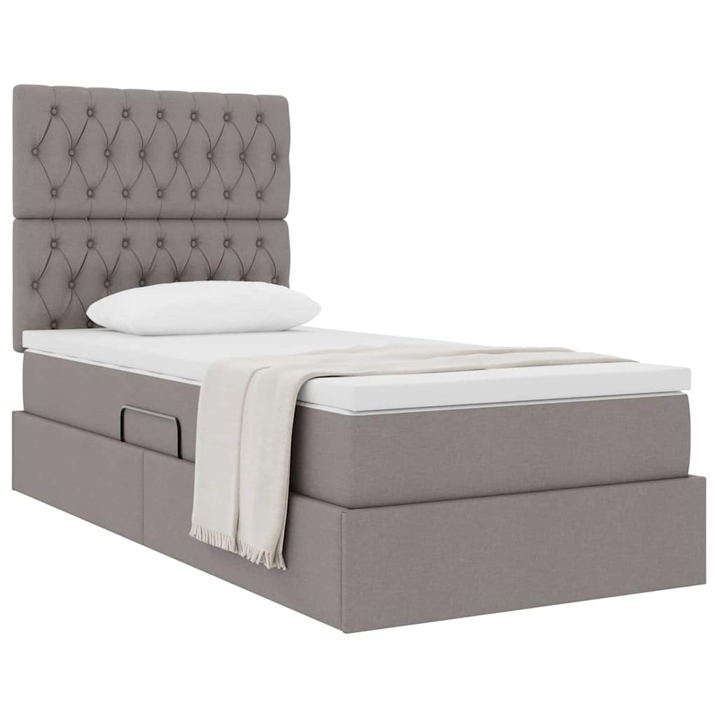 vidaXL Κρεβάτι με αποθηκευτικό χώρο και στρώμα Taupe 100 x 200 cm