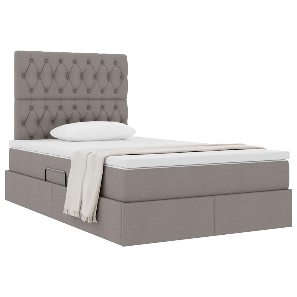 vidaXL Κρεβάτι με αποθηκευτικό χώρο και στρώμα Taupe 120 x 200 cm