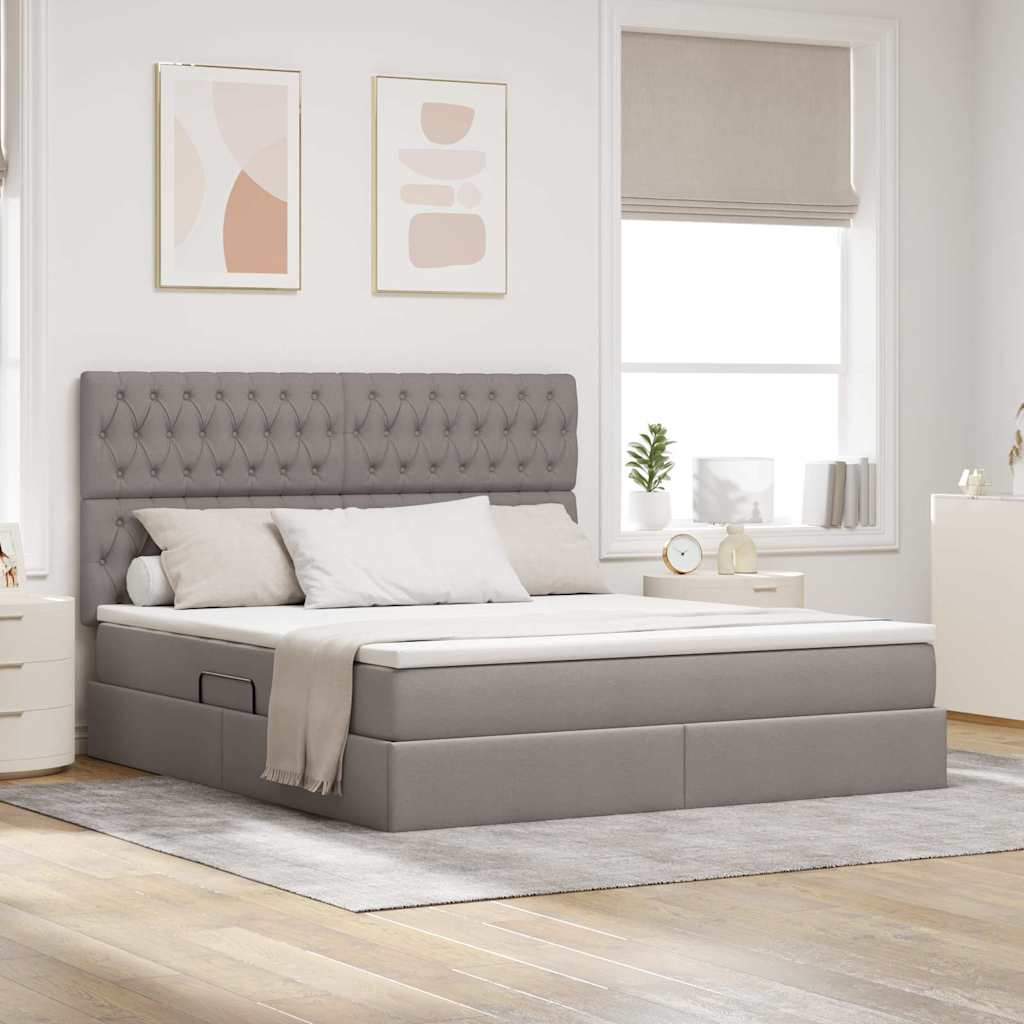vidaXL Κρεβάτι με αποθηκευτικό χώρο και στρώμα Taupe 180 x 200 cm