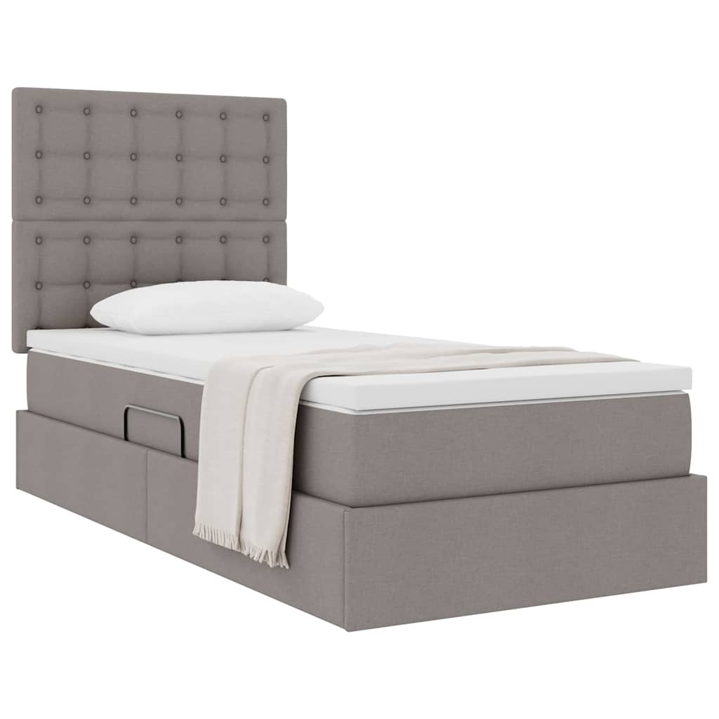 vidaXL Κρεβάτι με αποθηκευτικό χώρο και στρώμα Taupe 90 x 190 cm