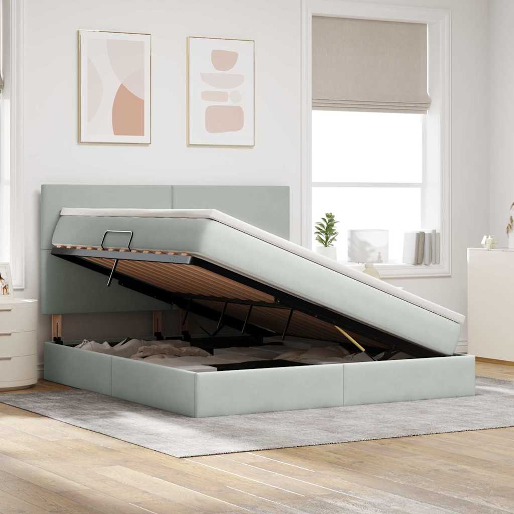 vidaXL Κρεβάτι με αποθηκευτικό χώρο και στρώμα 160 x 200 cm Βελούδο