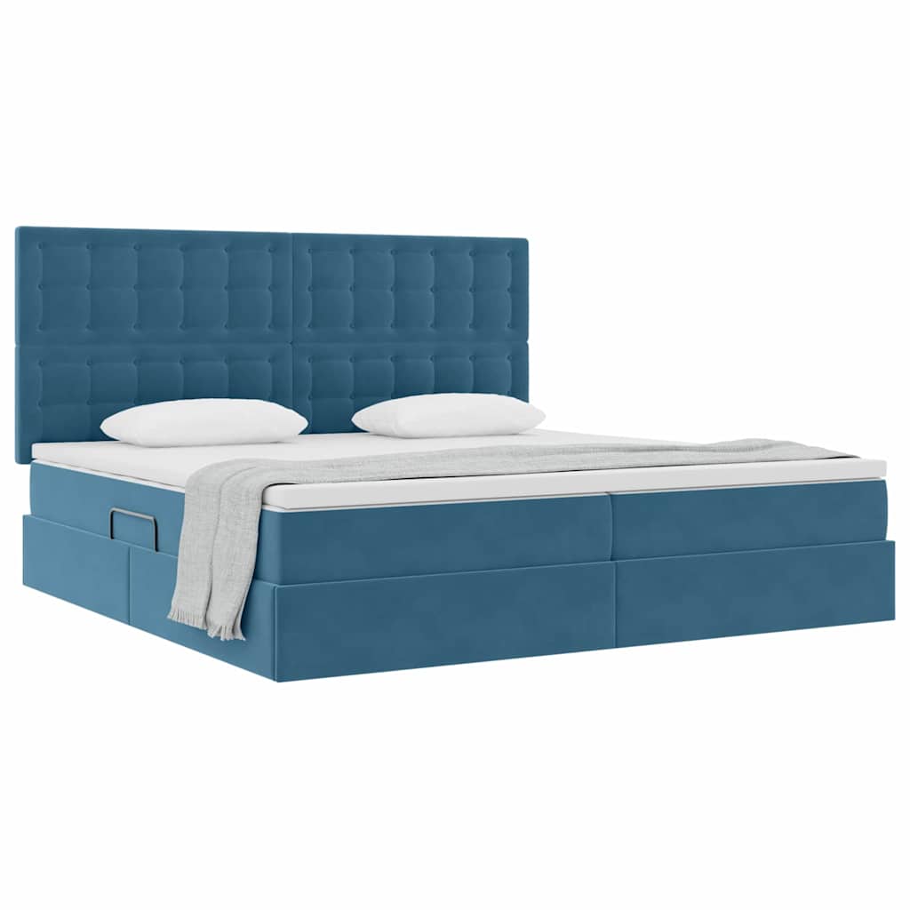 vidaXL Κρεβάτι με αποθηκευτικό χώρο και στρώμα Σκούρο Μπλε Βελούδο
