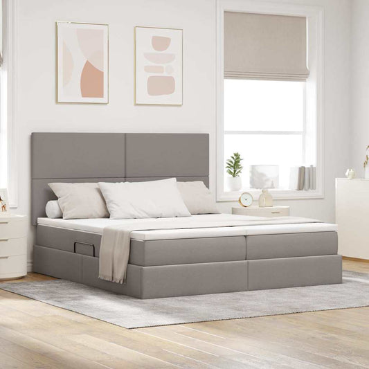 vidaXL Κρεβάτι Αποθήκης με κεφαλάρι Taupe 180 x 200 cm Ύφασμα