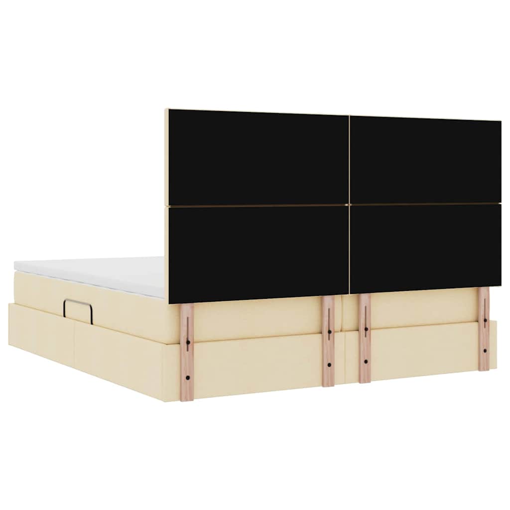 vidaXL Κρεβάτι Αποθήκης με κεφαλάρι Κρέμ 180 x 200 cm Ύφασμα