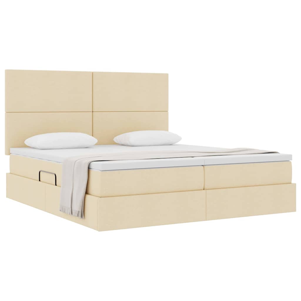 vidaXL Κρεβάτι Αποθήκης με κεφαλάρι Κρέμ 180 x 200 cm Ύφασμα