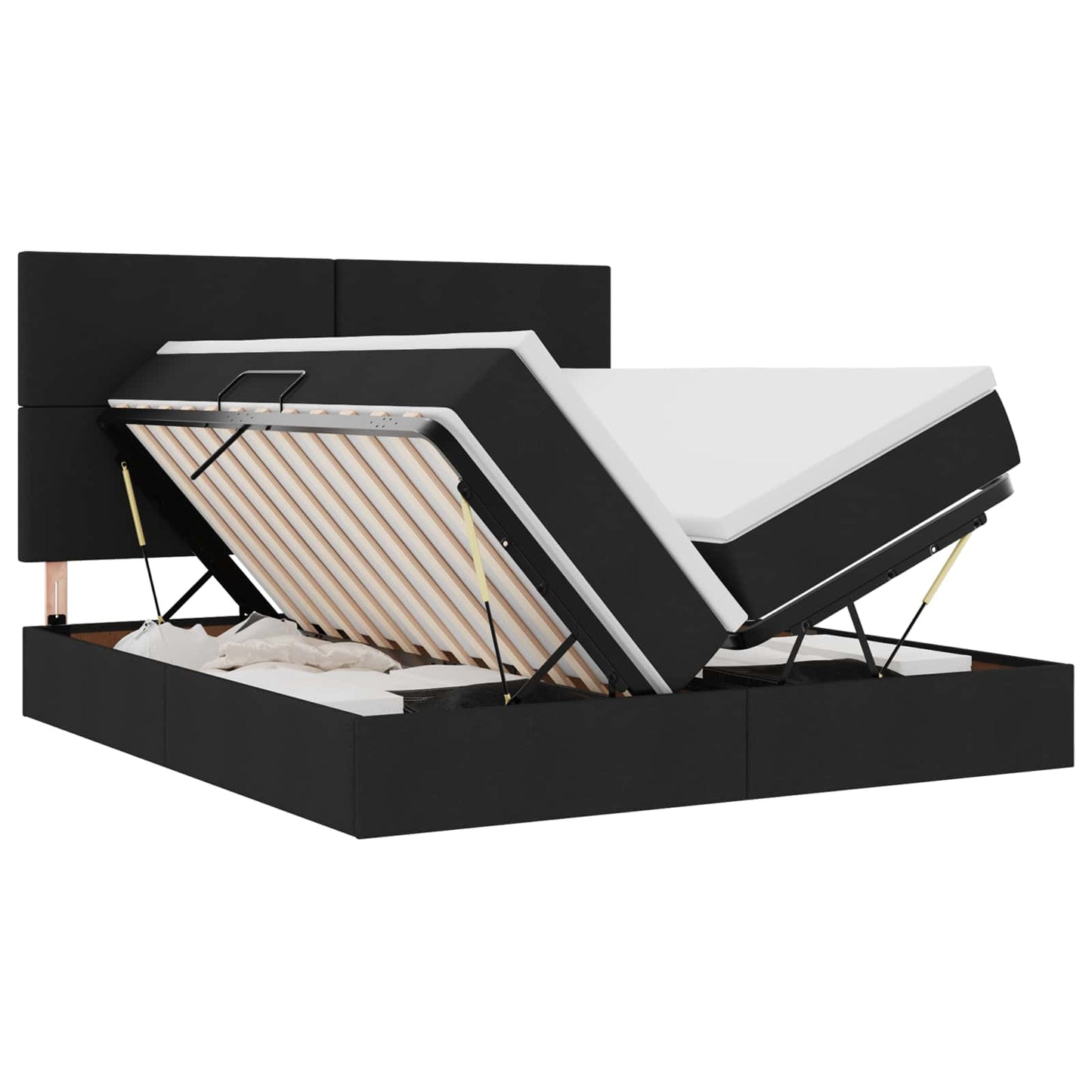 vidaXL Κρεβάτι Αποθήκης με κεφαλάρι Μαύρο 200 x 200 cm Τεχνητό Δέρμα