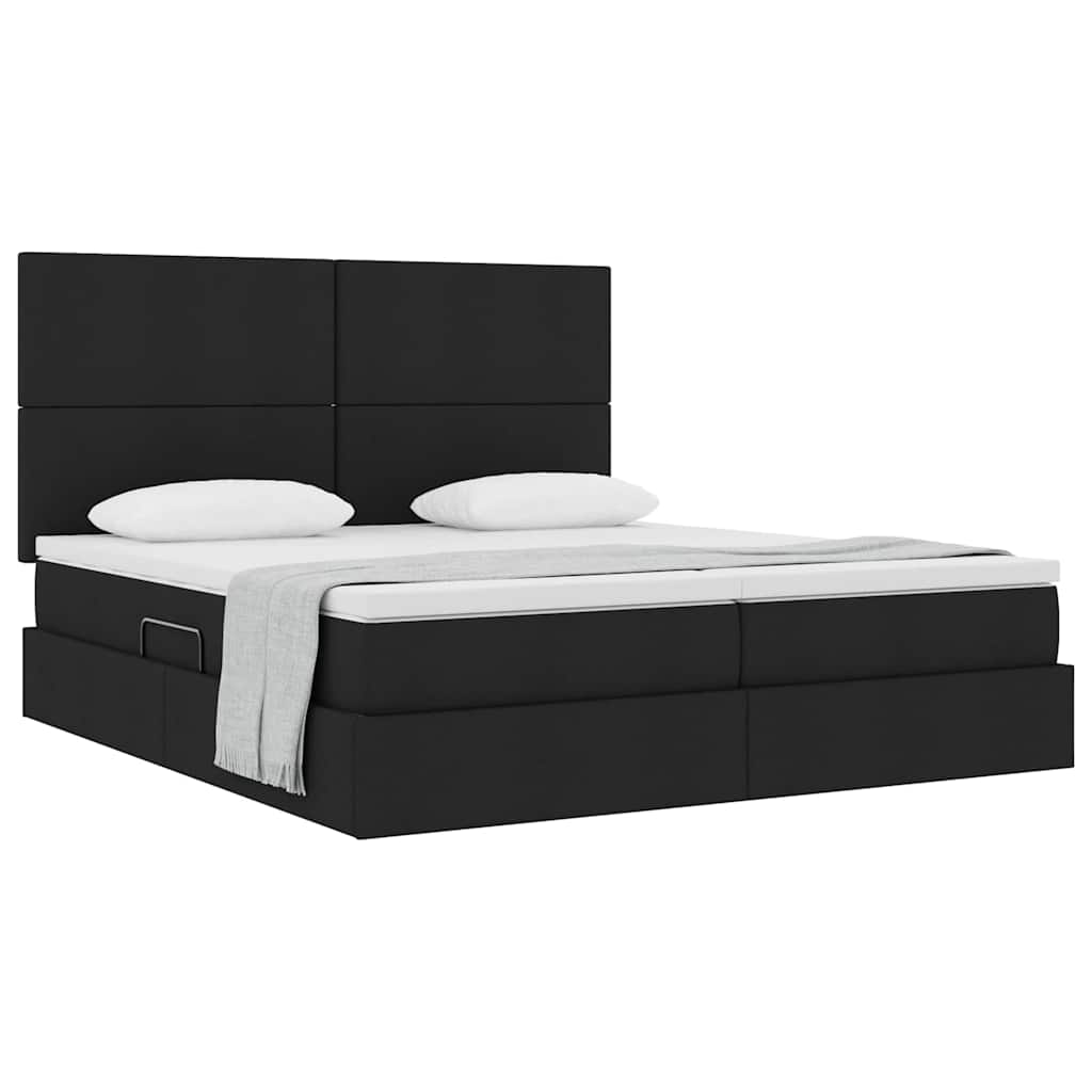 vidaXL Κρεβάτι Αποθήκης με κεφαλάρι Μαύρο 200 x 200 cm Τεχνητό Δέρμα