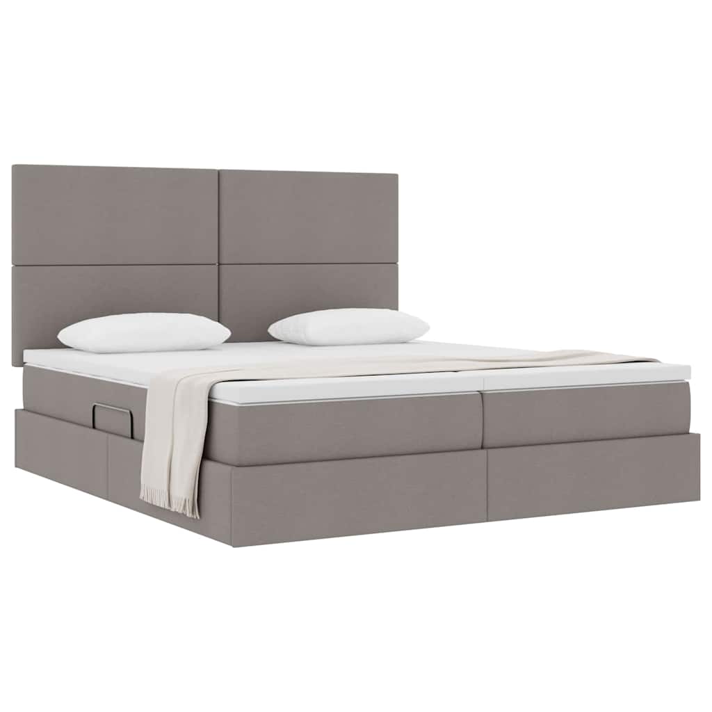 vidaXL Κρεβάτι Αποθήκης με κεφαλάρι Taupe 200 x 200 cm Ύφασμα