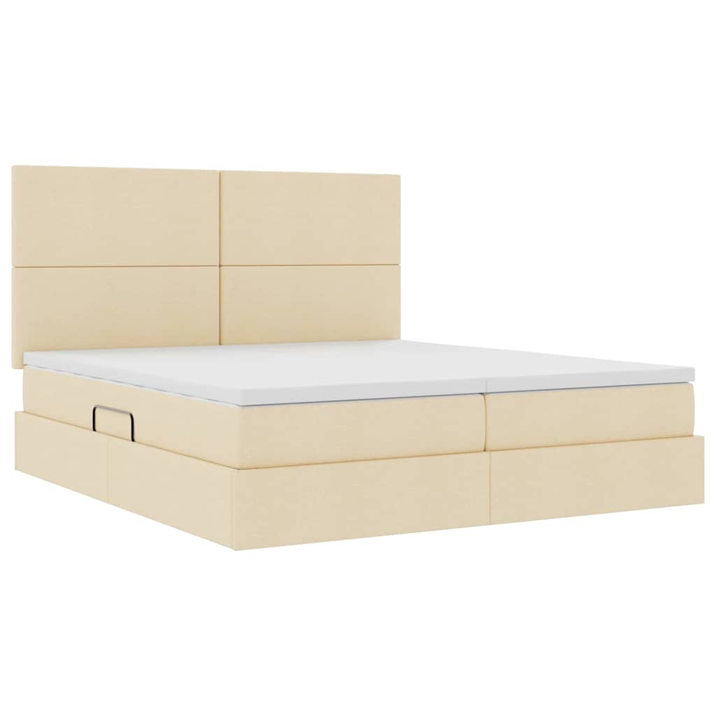 vidaXL Κρεβάτι Αποθήκης με κεφαλάρι Κρέμ 200 x 200 cm Τεχνητό Δέρμα