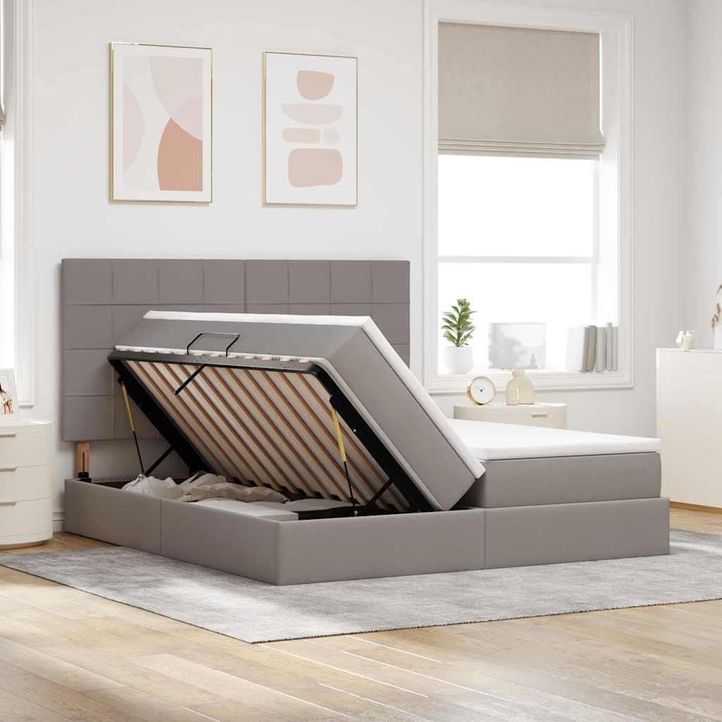 vidaXL Κρεβάτι Αποθήκης με κεφαλάρι Taupe 180 x 200 cm Ύφασμα