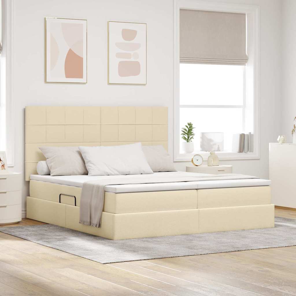 vidaXL Κρεβάτι Αποθήκης με κεφαλάρι Κρέμ 180 x 200 cm Τεχνητό Δέρμα