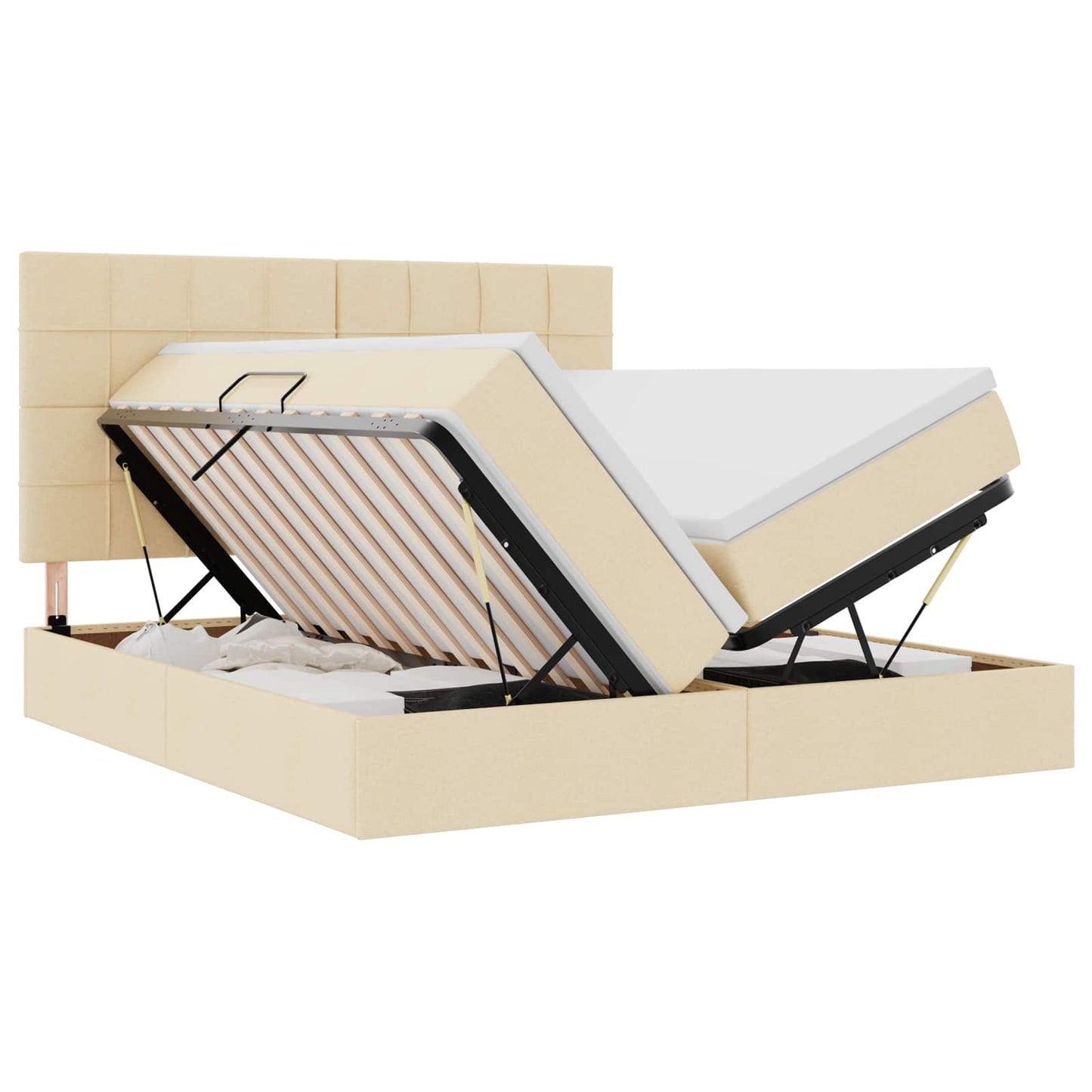 vidaXL Κρεβάτι Αποθήκης με κεφαλάρι Κρέμ 180 x 200 cm Τεχνητό Δέρμα