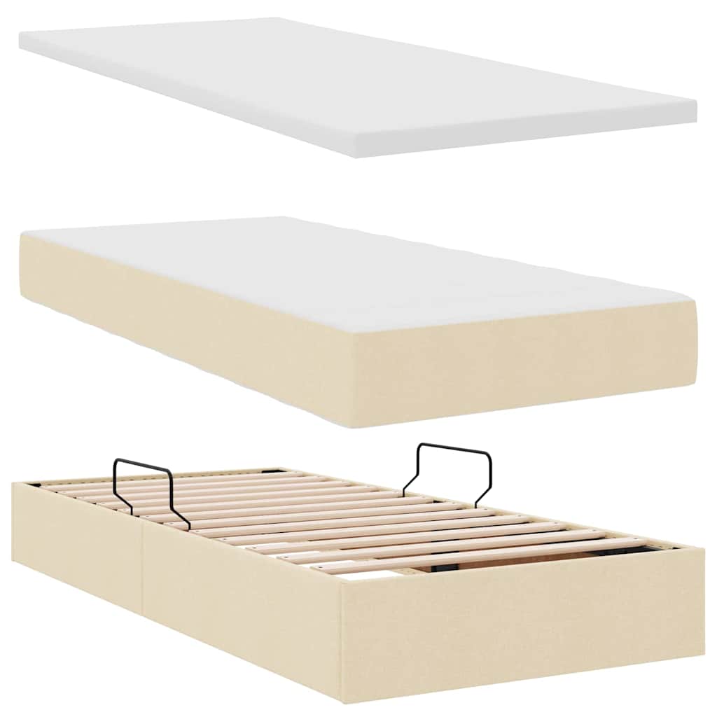 vidaXL Κρεβάτι Αποθήκης με κεφαλάρι Κρέμ 180 x 200 cm Τεχνητό Δέρμα