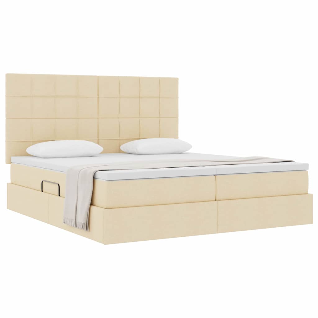 vidaXL Κρεβάτι Αποθήκης με κεφαλάρι Κρέμ 180 x 200 cm Τεχνητό Δέρμα