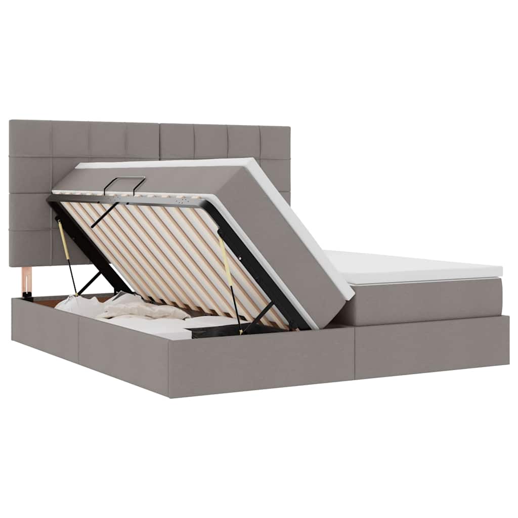 vidaXL Κρεβάτι Αποθήκης με κεφαλάρι Taupe 200 x 200 cm Ύφασμα