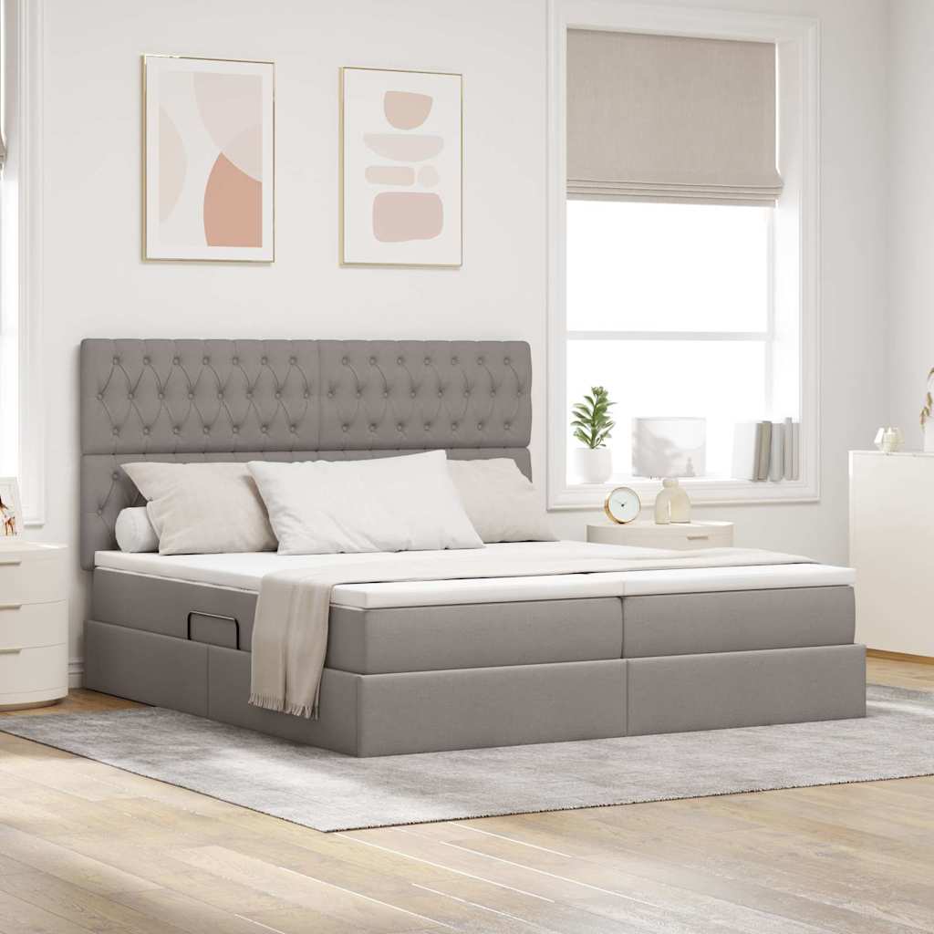 vidaXL Κρεβάτι Αποθήκης με κεφαλάρι Taupe 180 x 200 cm Τεχνητό Δέρμα