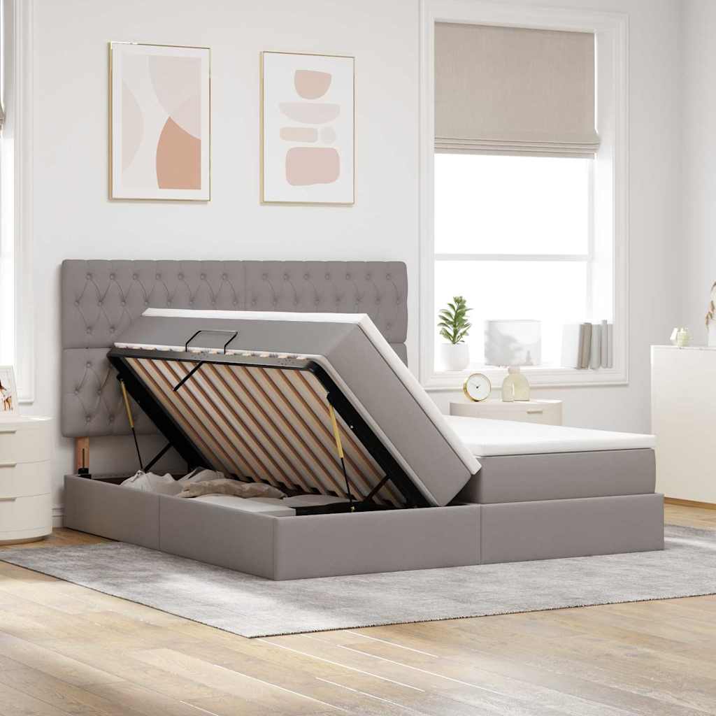 vidaXL Κρεβάτι Αποθήκης με κεφαλάρι Taupe 180 x 200 cm Τεχνητό Δέρμα