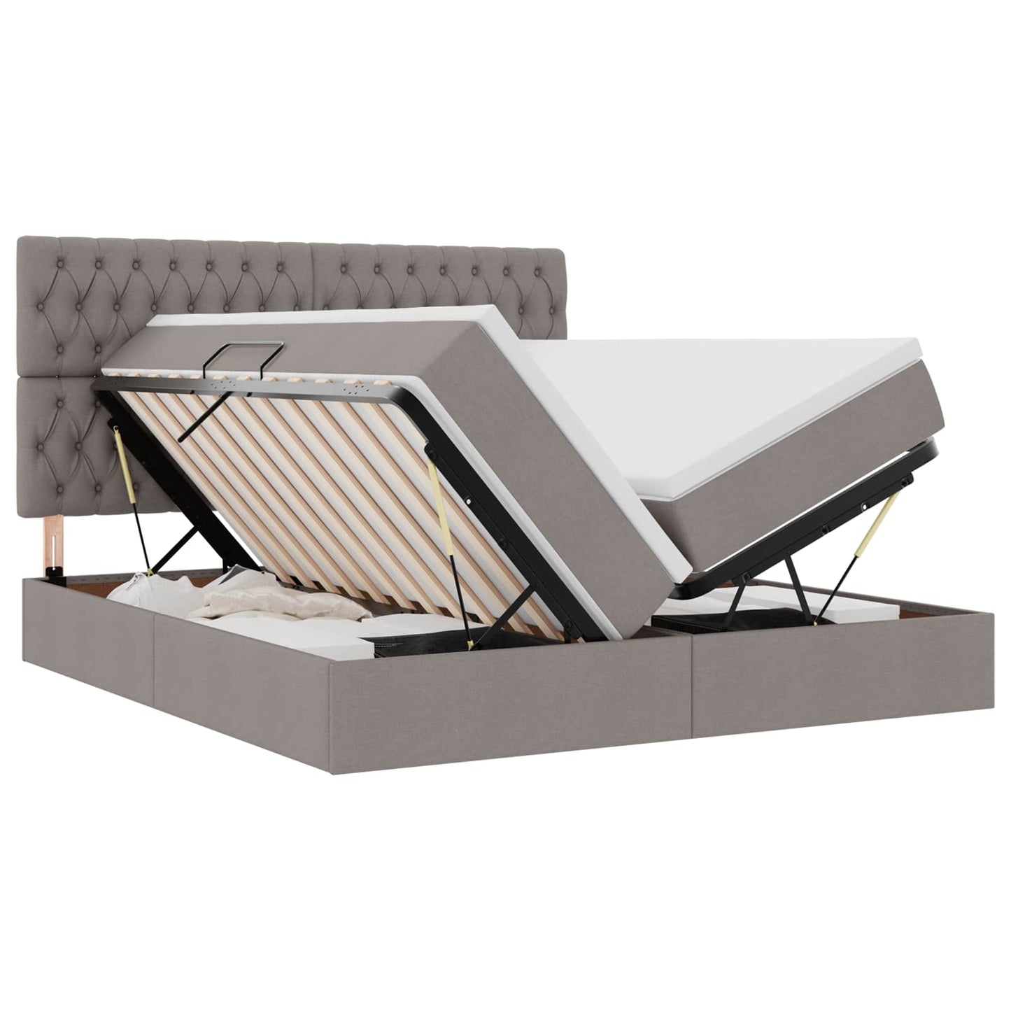 vidaXL Κρεβάτι Αποθήκης με κεφαλάρι Taupe 180 x 200 cm Τεχνητό Δέρμα