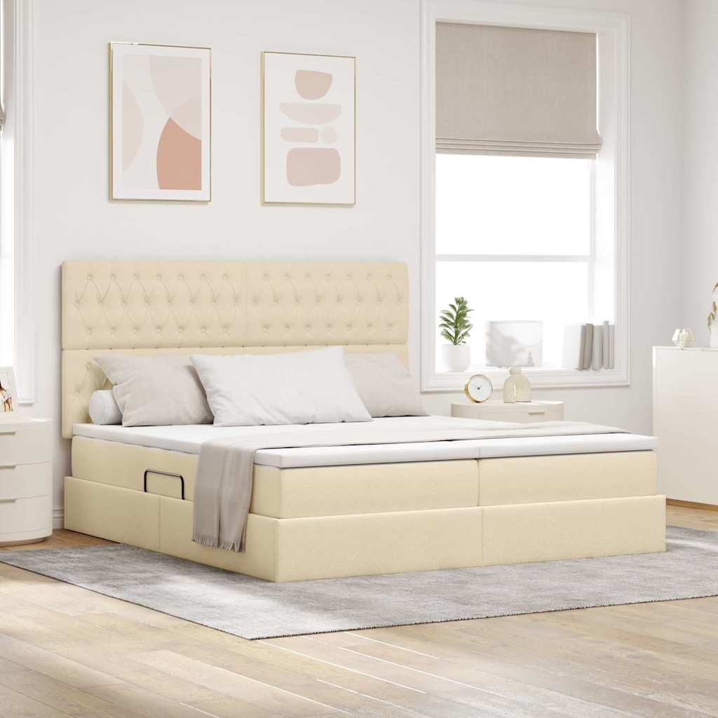vidaXL Κρεβάτι Αποθήκης με κεφαλάρι Κρέμ 180 x 200 cm Τεχνητό Δέρμα