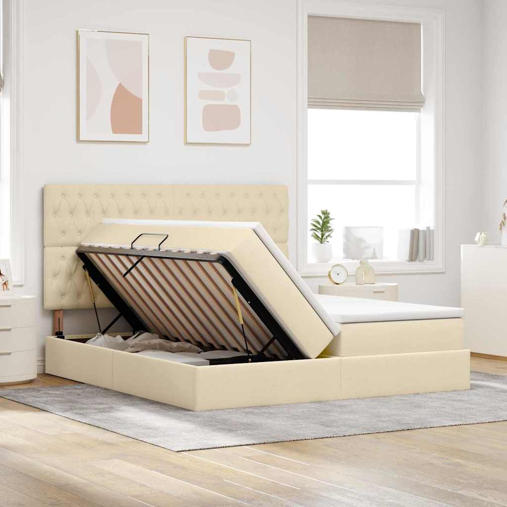 vidaXL Κρεβάτι Αποθήκης με κεφαλάρι Κρέμ 180 x 200 cm Τεχνητό Δέρμα