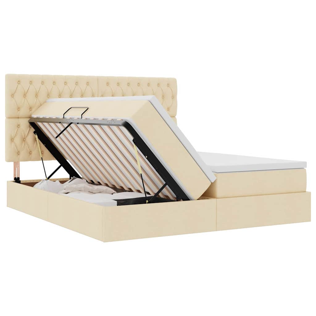 vidaXL Κρεβάτι Αποθήκης με κεφαλάρι Κρέμ 180 x 200 cm Τεχνητό Δέρμα