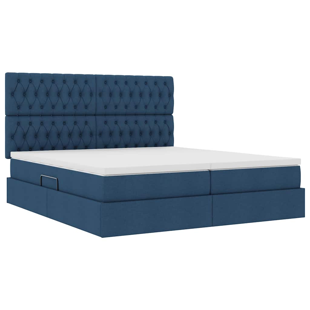 vidaXL Κρεβάτι Αποθήκης με στρώμα Μπλε 180 x 200 cm Τεχνητό Δέρμα