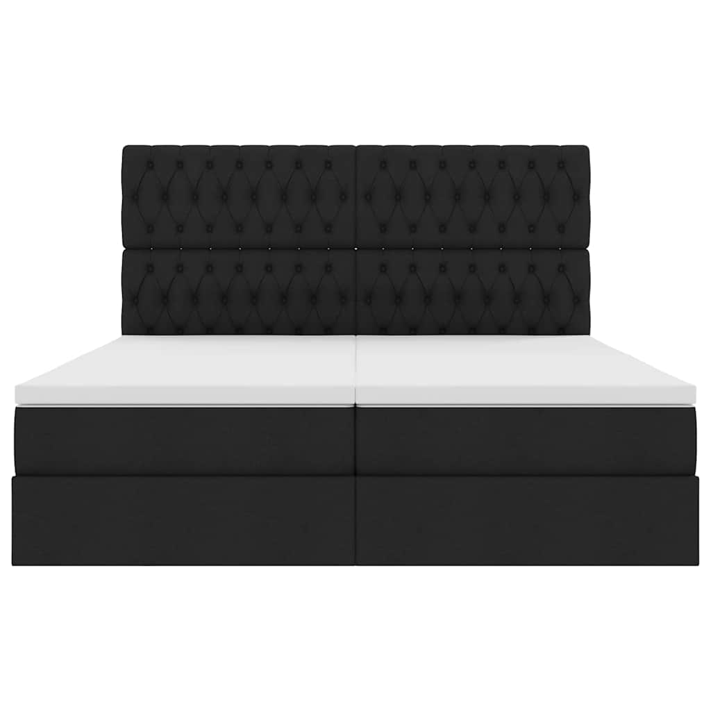 vidaXL Κρεβάτι Αποθήκης με στρώμα Μαύρο 200 x 200 cm Τεχνητό Δέρμα