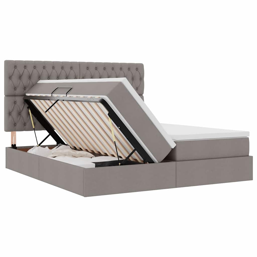 vidaXL Κρεβάτι Αποθήκης με στρώμα Taupe 200 x 200 cm Τεχνητό Δέρμα
