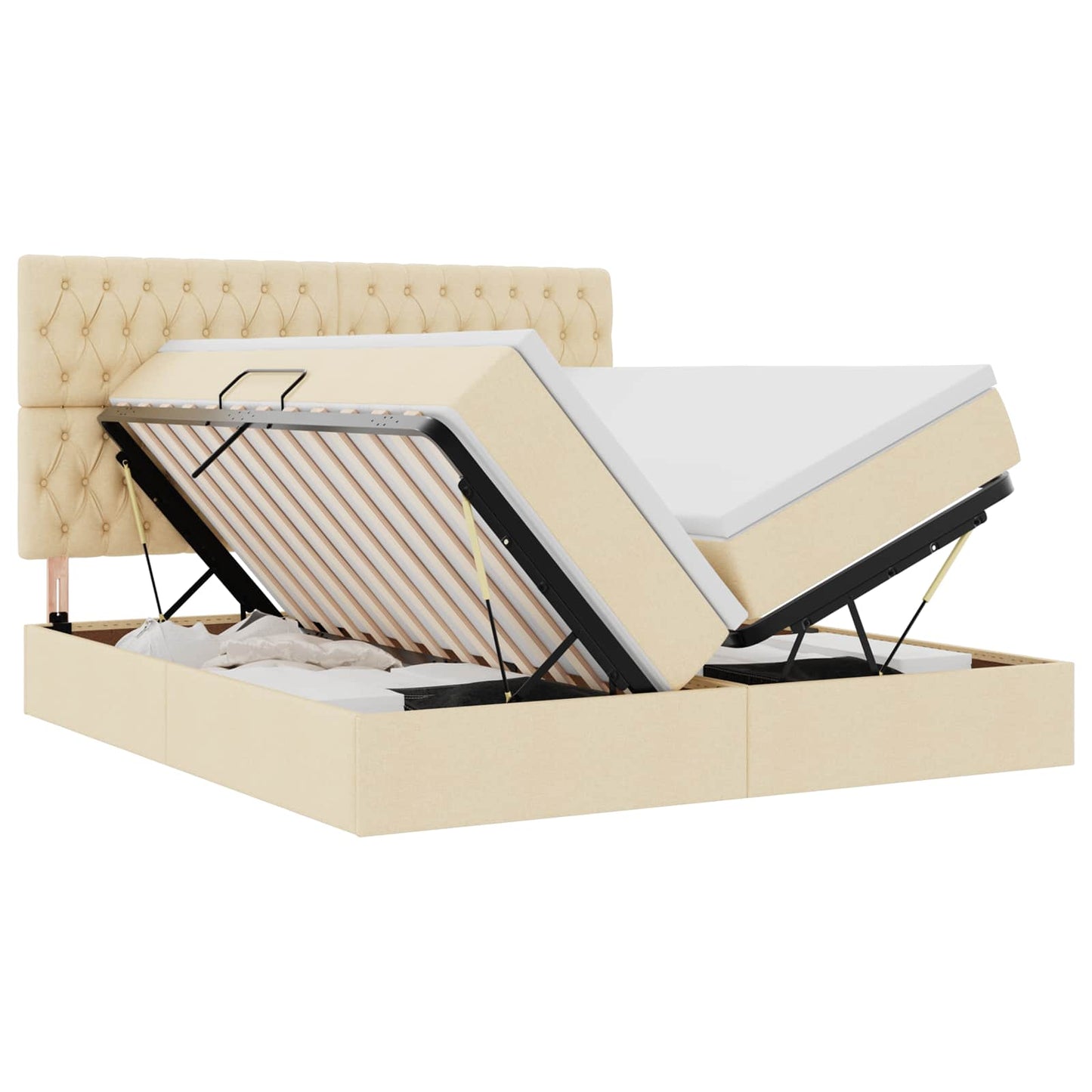 vidaXL Κρεβάτι Αποθήκης με κεφαλάρι Κρέμ 200 x 200 cm Τεχνητό Δέρμα