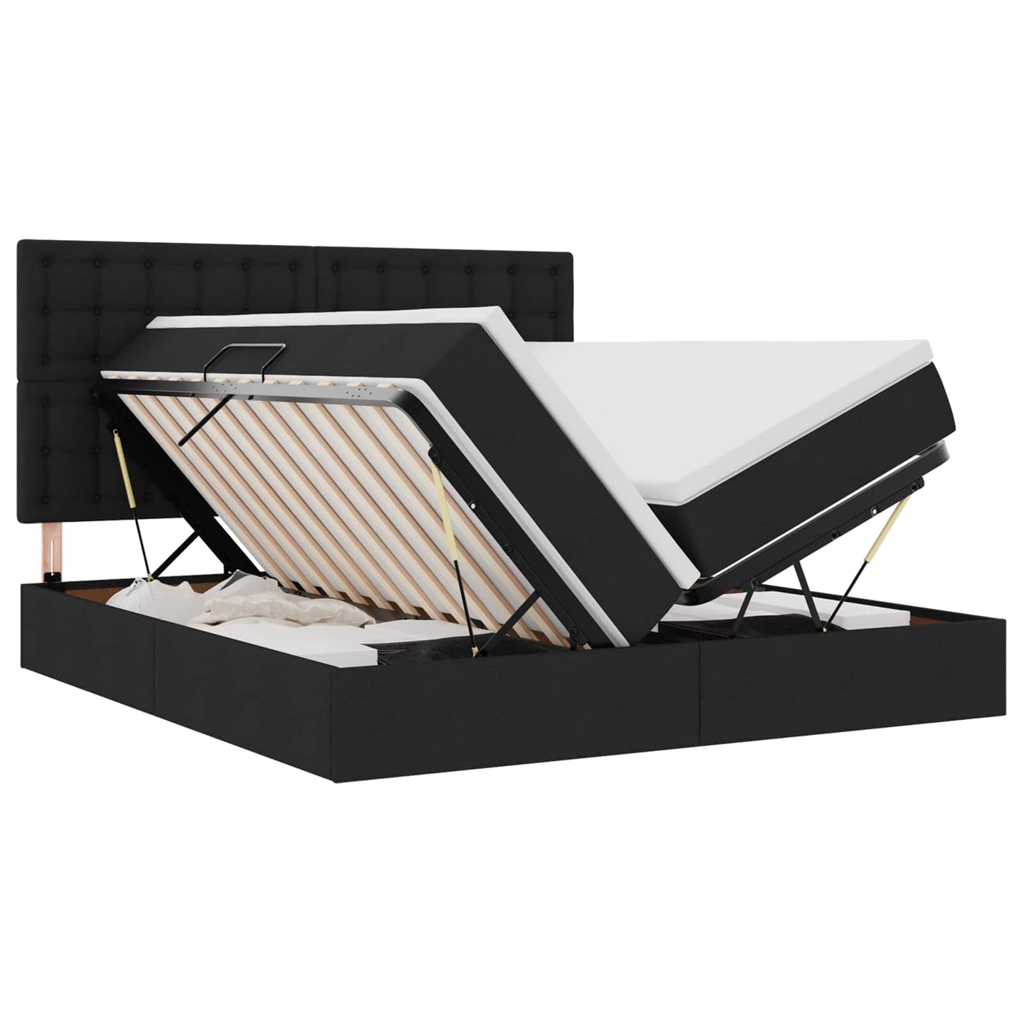 vidaXL Κρεβάτι Αποθήκης με στρώμα Μαύρο 180 x 200 cm Τεχνητό Δέρμα