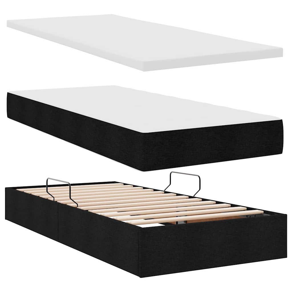 vidaXL Κρεβάτι Αποθήκης με στρώμα Μαύρο 180 x 200 cm Τεχνητό Δέρμα