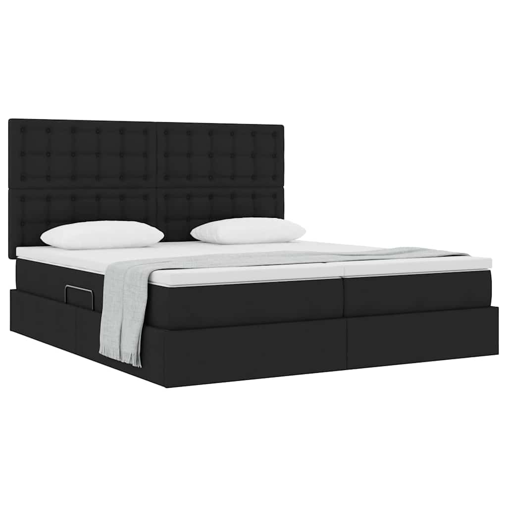 vidaXL Κρεβάτι Αποθήκης με στρώμα Μαύρο 180 x 200 cm Τεχνητό Δέρμα