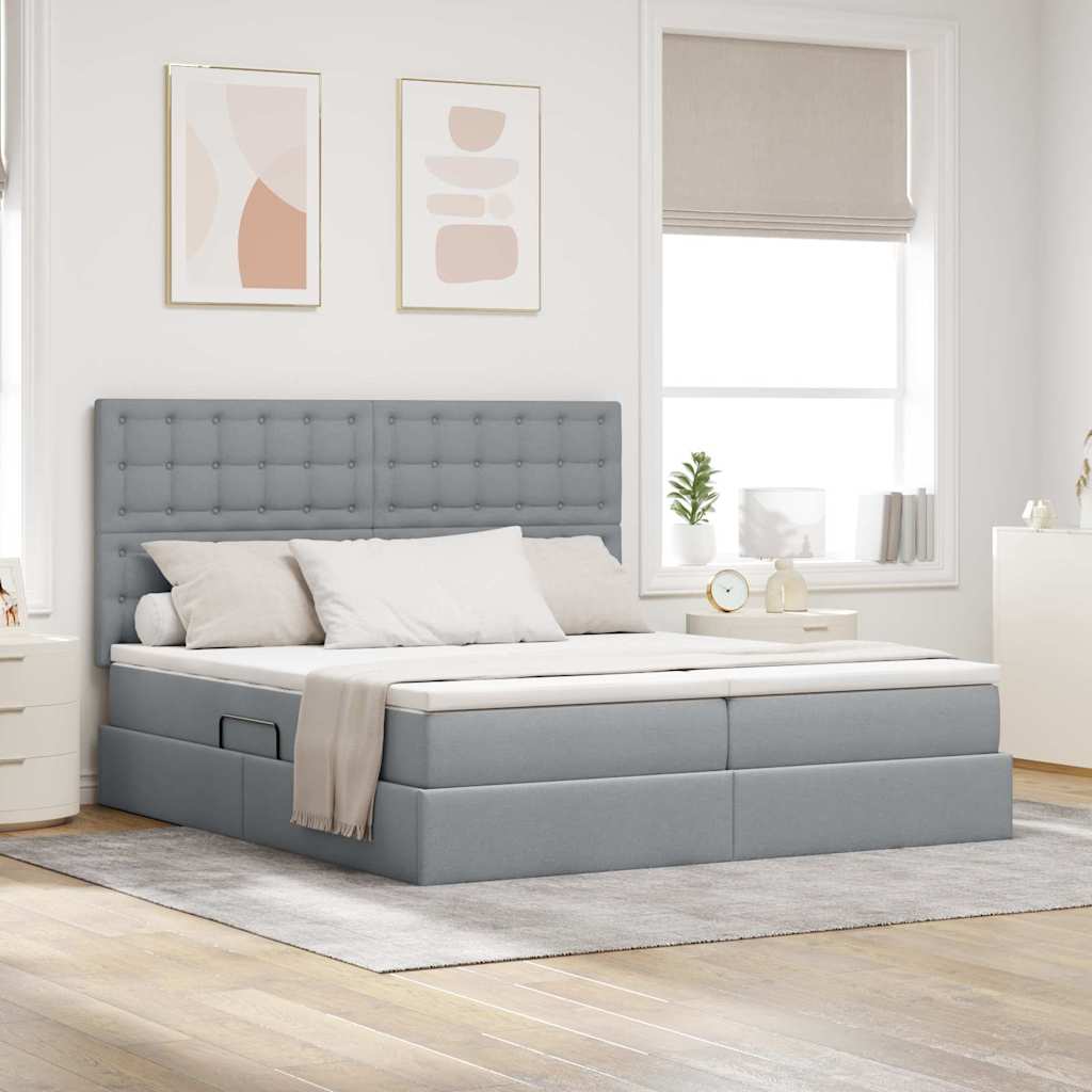 vidaXL Κρεβάτι Αποθήκης Ανοιχτό γκρι 200 x 200 cm Τεχνητό Δέρμα