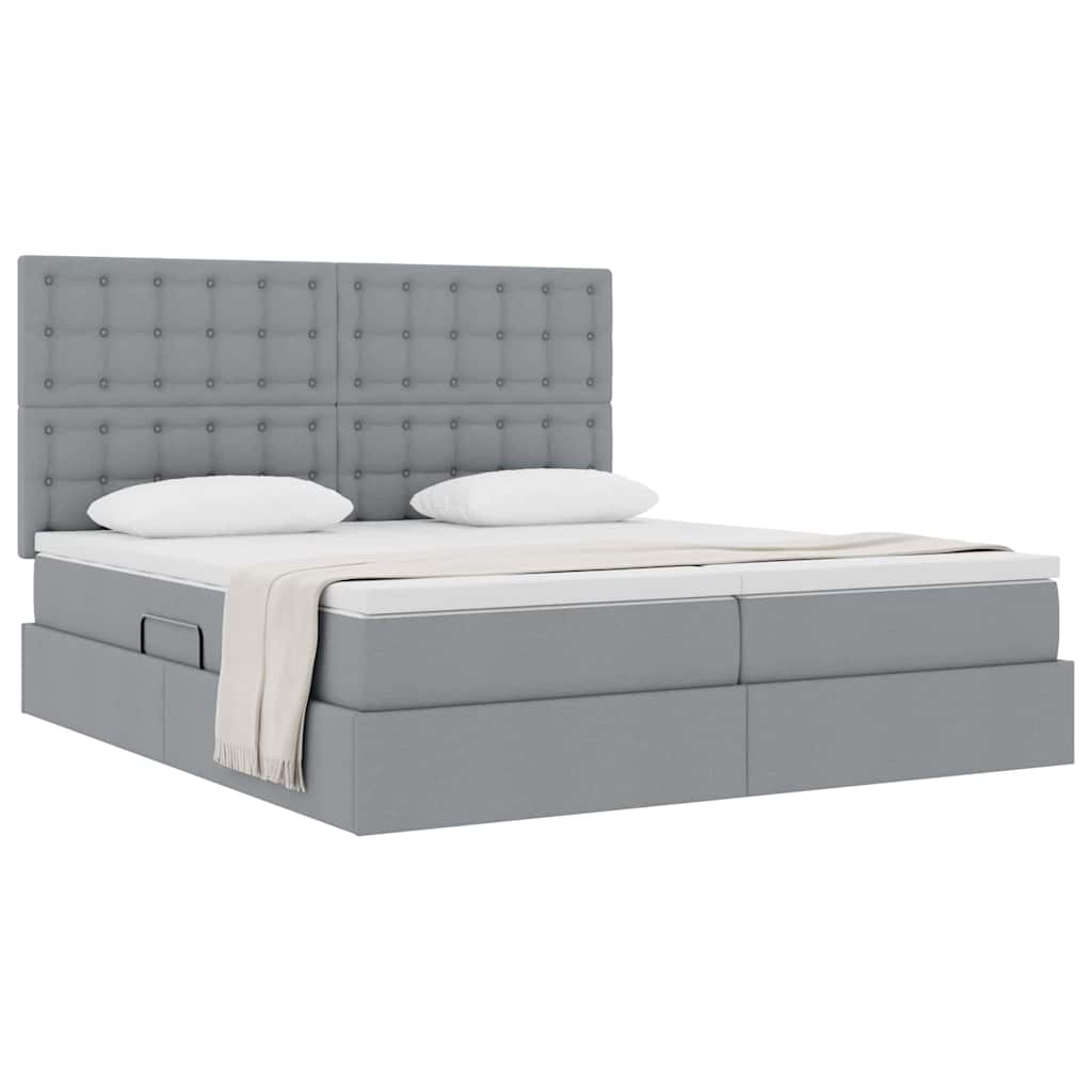 vidaXL Κρεβάτι Αποθήκης Ανοιχτό γκρι 200 x 200 cm Τεχνητό Δέρμα