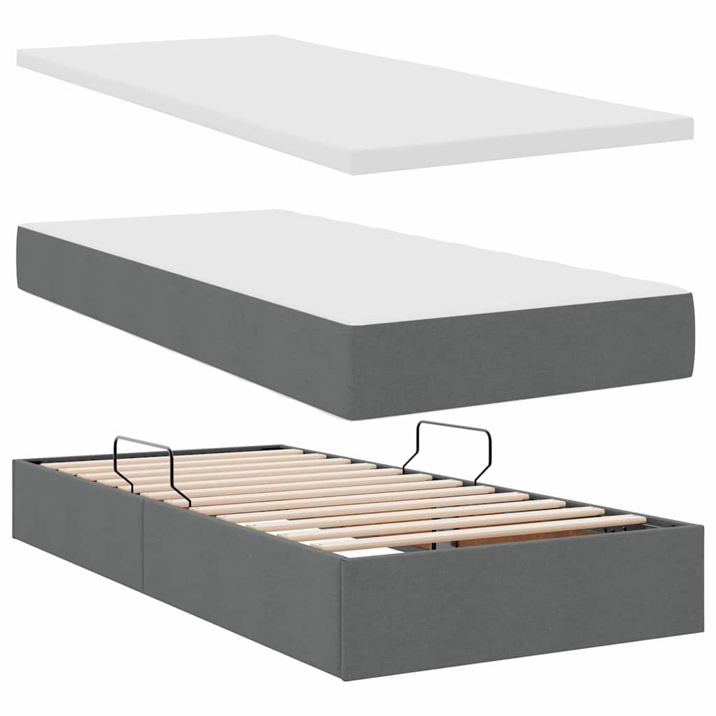 vidaXL Κρεβάτι Αποθήκης Σκούρο Γκρι 200 x 200 cm Τεχνητό Δέρμα