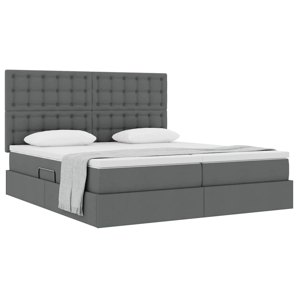 vidaXL Κρεβάτι Αποθήκης Σκούρο Γκρι 200 x 200 cm Τεχνητό Δέρμα