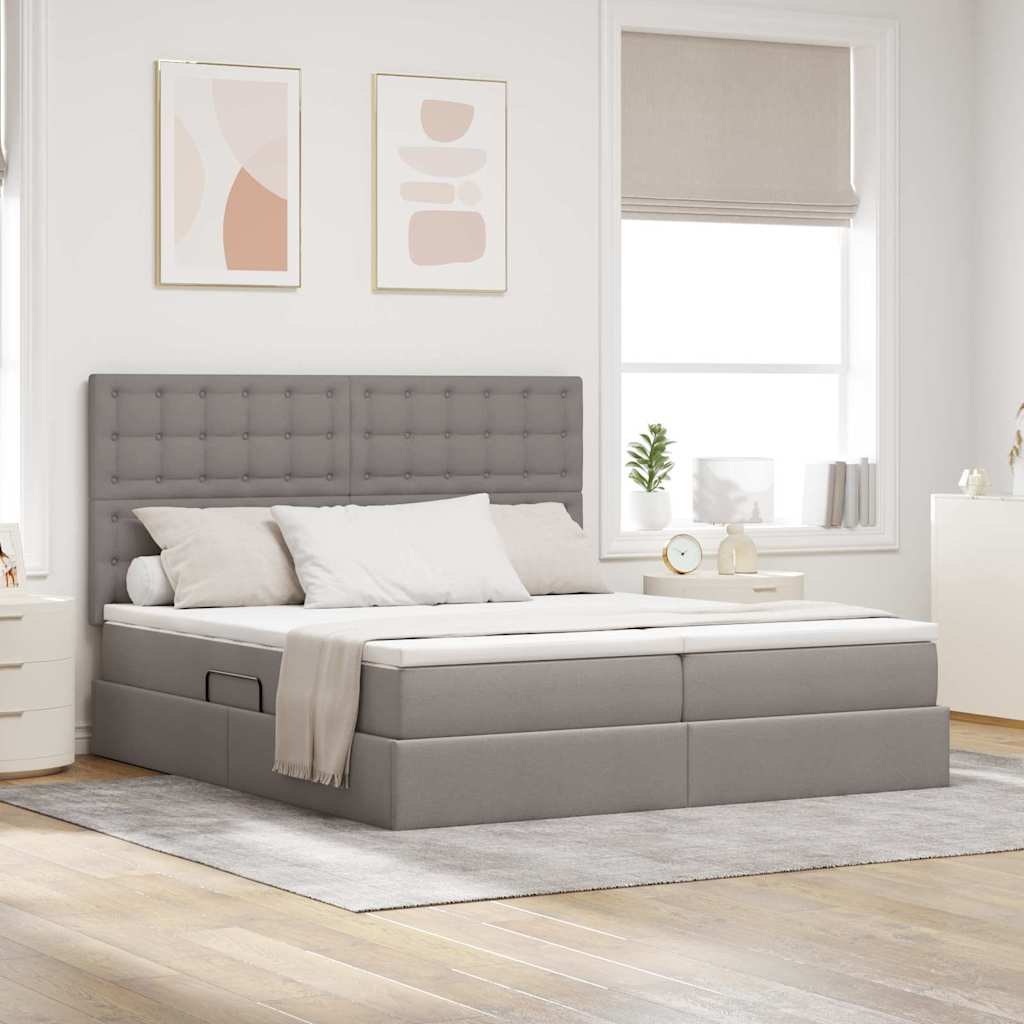 vidaXL Κρεβάτι Αποθήκης με κεφαλάρι Taupe 200 x 200 cm Ύφασμα