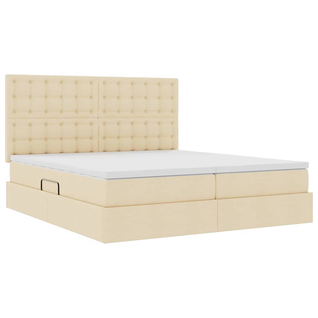 vidaXL Κρεβάτι Αποθήκης με κεφαλάρι Κρέμ 200 x 200 cm Ύφασμα