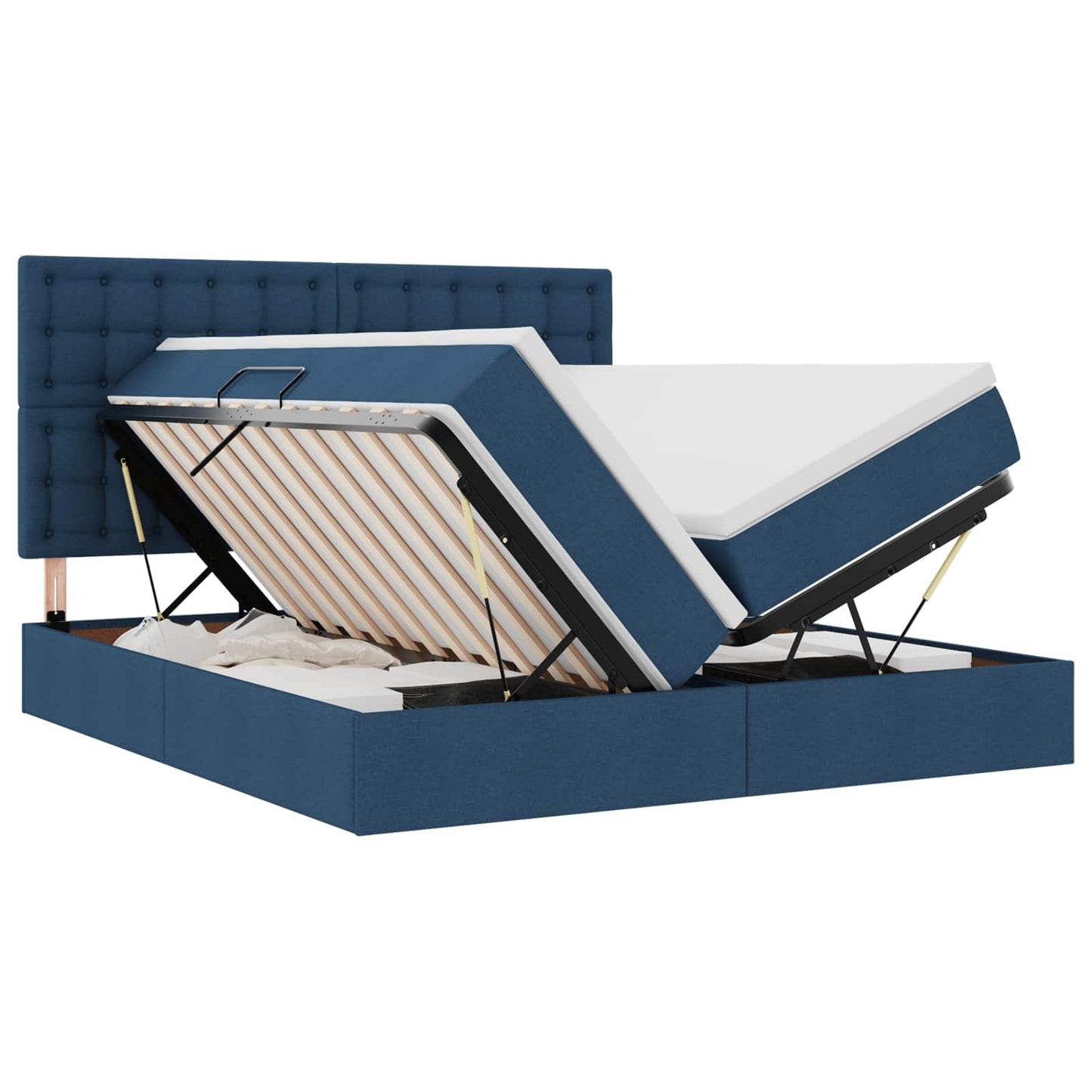 vidaXL Κρεβάτι Αποθήκης με κεφαλάρι Μπλε 200 x 200 cm Τεχνητό Δέρμα