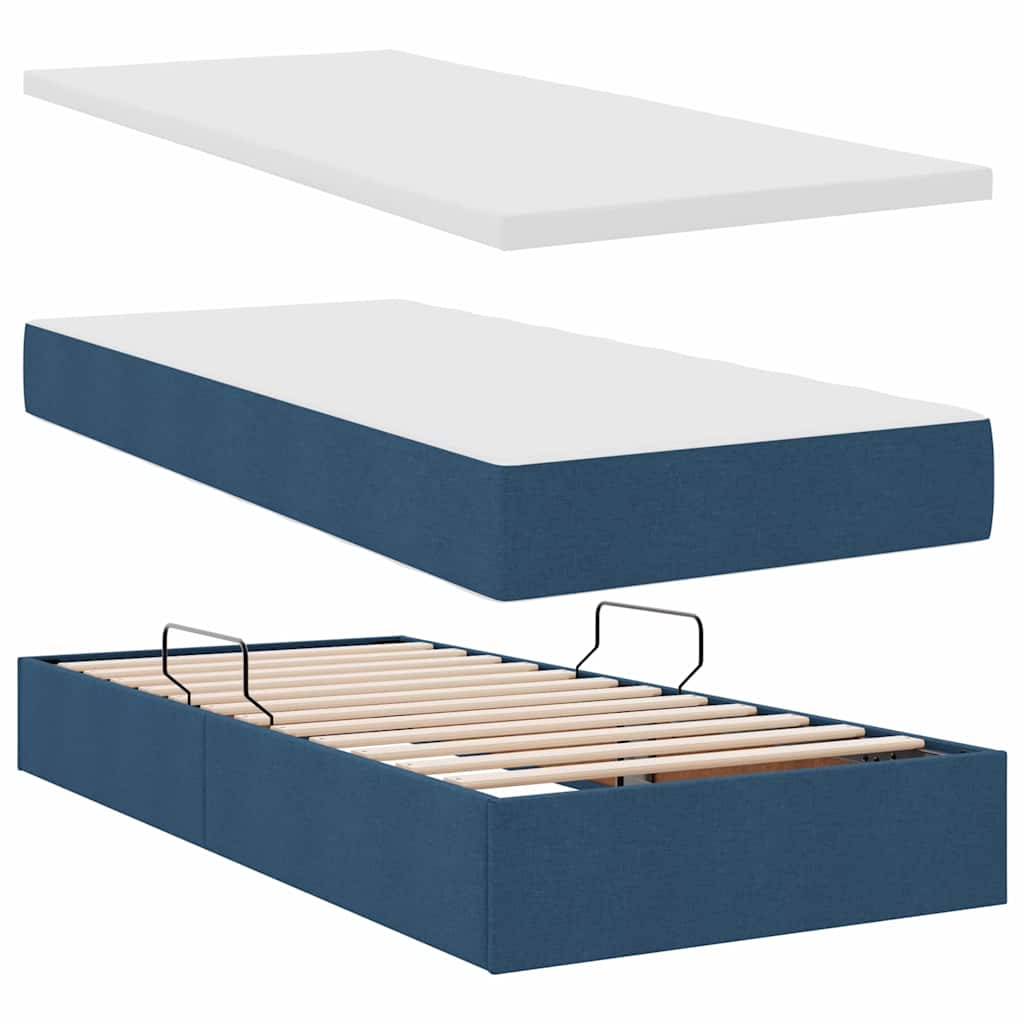 vidaXL Κρεβάτι Αποθήκης με κεφαλάρι Μπλε 200 x 200 cm Τεχνητό Δέρμα
