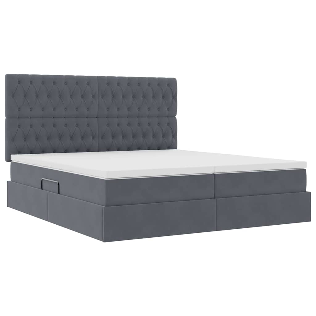 vidaXL Κρεβάτι Αποθήκης με στρώμα Σκούρο Γκρι 180 x 200 cm Βελούδο