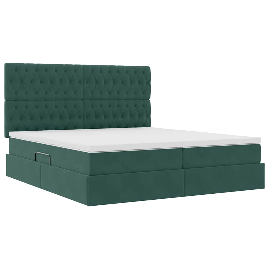 vidaXL Κρεβάτι Αποθήκης Σκούρο Πράσινο 180 x 200 cm Βελούδο