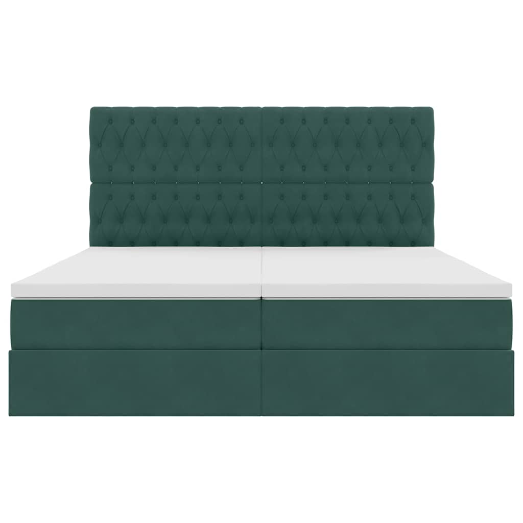vidaXL Κρεβάτι Αποθήκης Σκούρο Πράσινο 180 x 200 cm Βελούδο