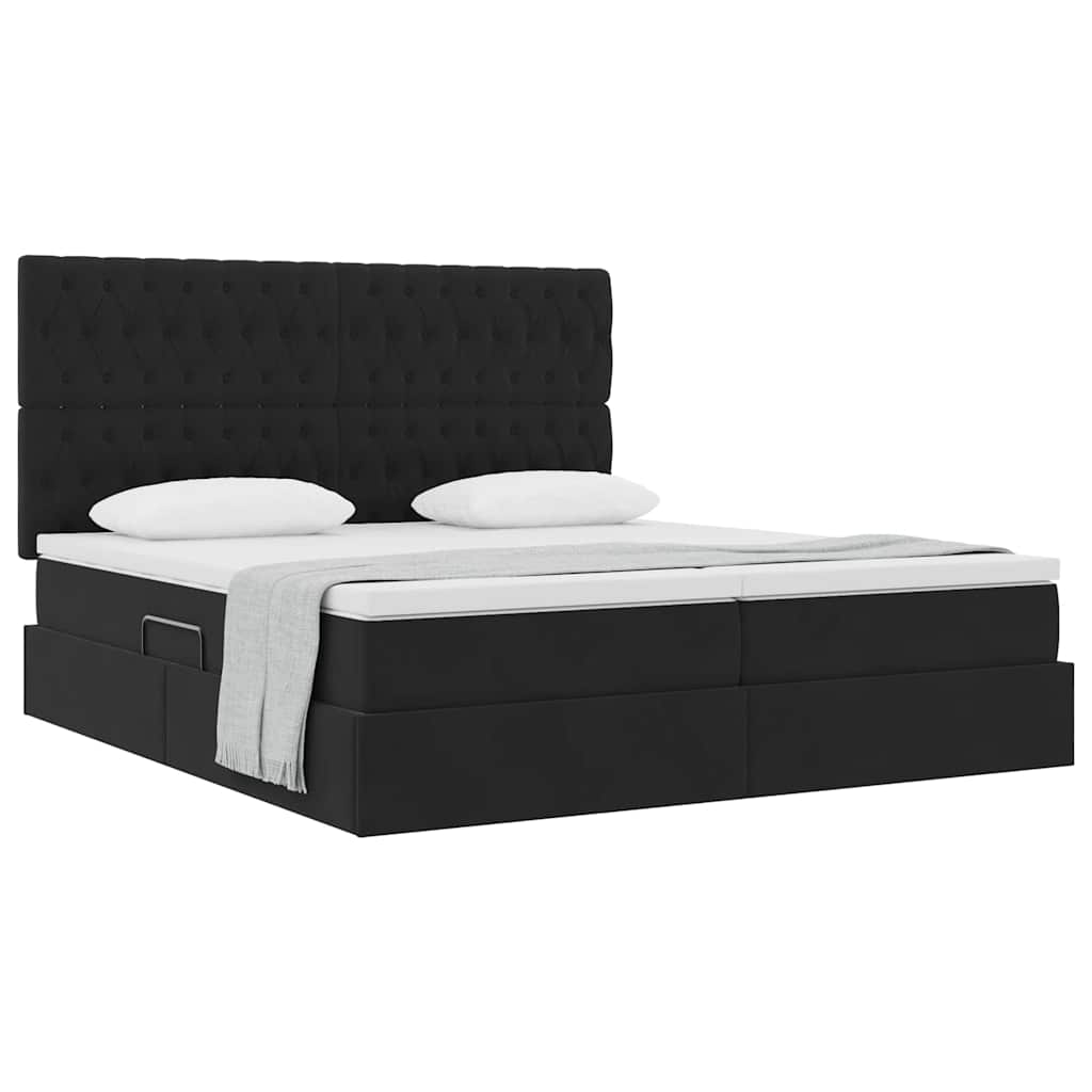 vidaXL Κρεβάτι Αποθήκης με στρώμα Μαύρο 200 x 200 cm Βελούδο