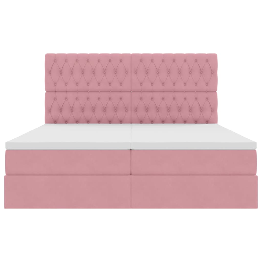 vidaXL Κρεβάτι Αποθήκης με κεφαλάρι Ροζ 200 x 200 cm Βελούδο