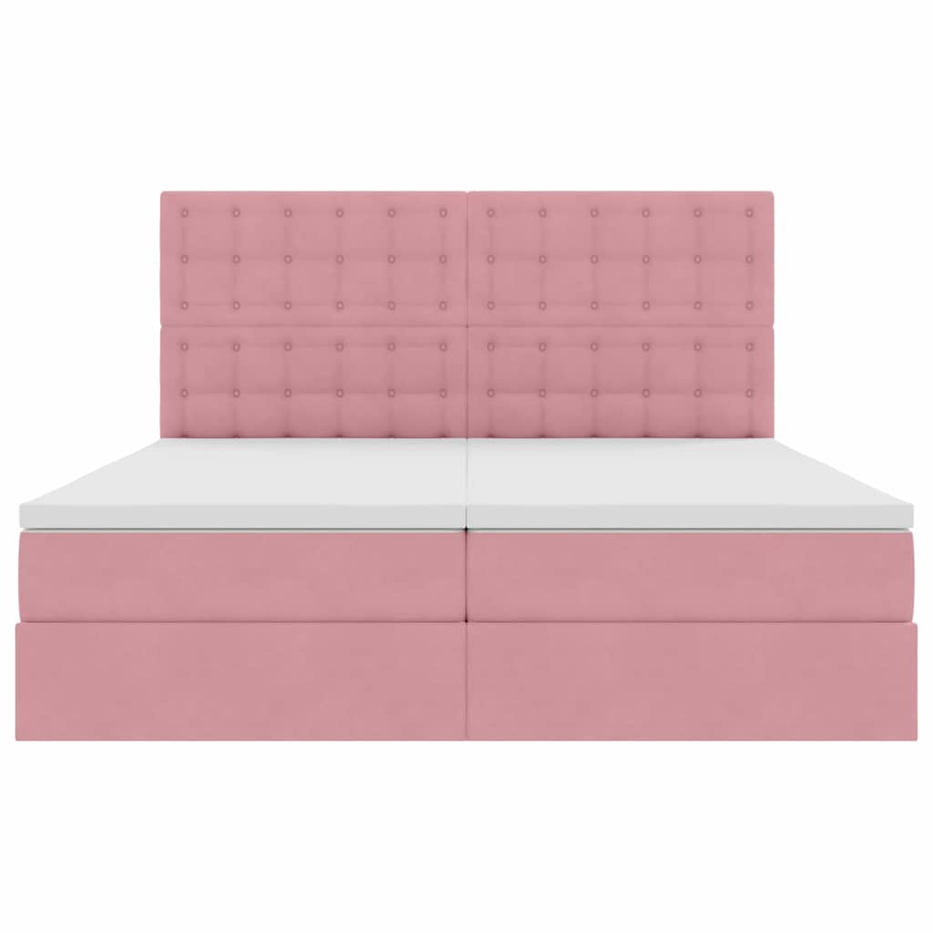 vidaXL Κρεβάτι Αποθήκης με κεφαλάρι Ροζ 180 x 200 cm Βελούδο