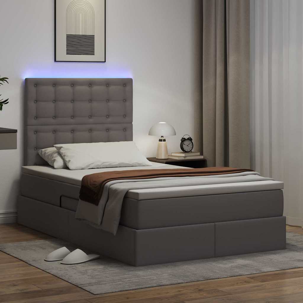 vidaXL Κρεβάτι με αποθηκευτικό χώρο και LED Γκρι 120 x 200 cm