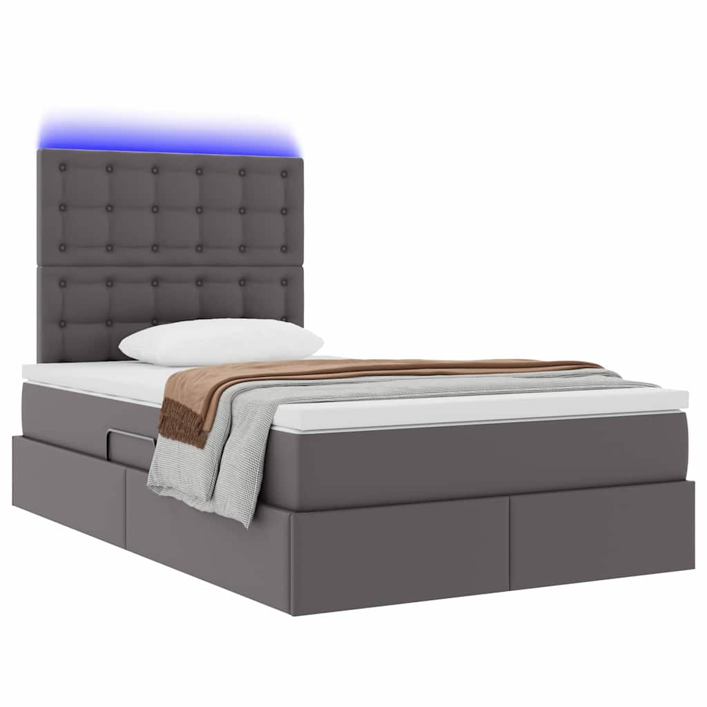 vidaXL Κρεβάτι με αποθηκευτικό χώρο και LED Γκρι 120 x 200 cm
