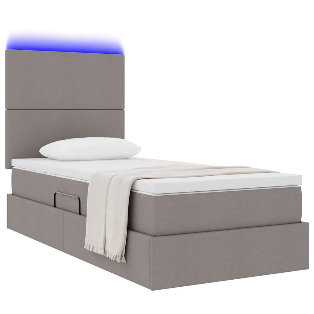 vidaXL Κρεβάτι με αποθηκευτικό χώρο και LED με led Taupe 100 x 200 cm