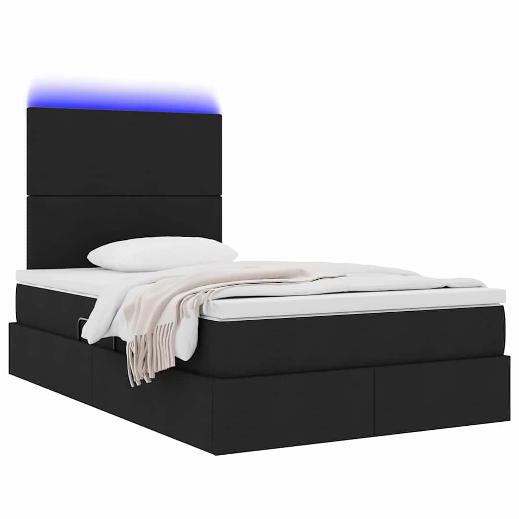 vidaXL Κρεβάτι με αποθηκευτικό χώρο και LED με led Μαύρο 120 x 200 cm